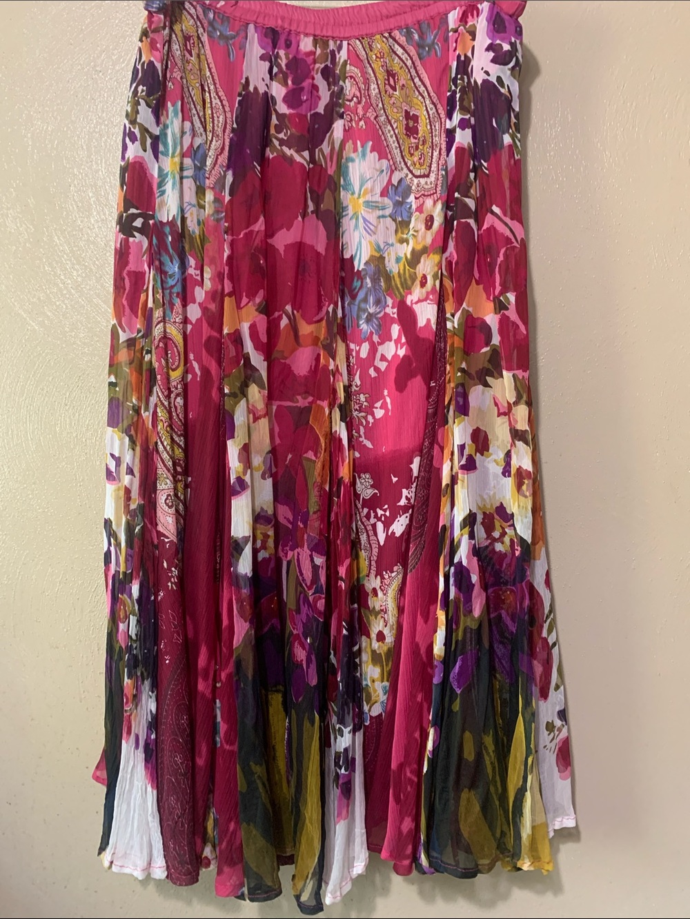 Soft Surroundings 1X Fuchsia Multi-Color Floral Flowy Skirt